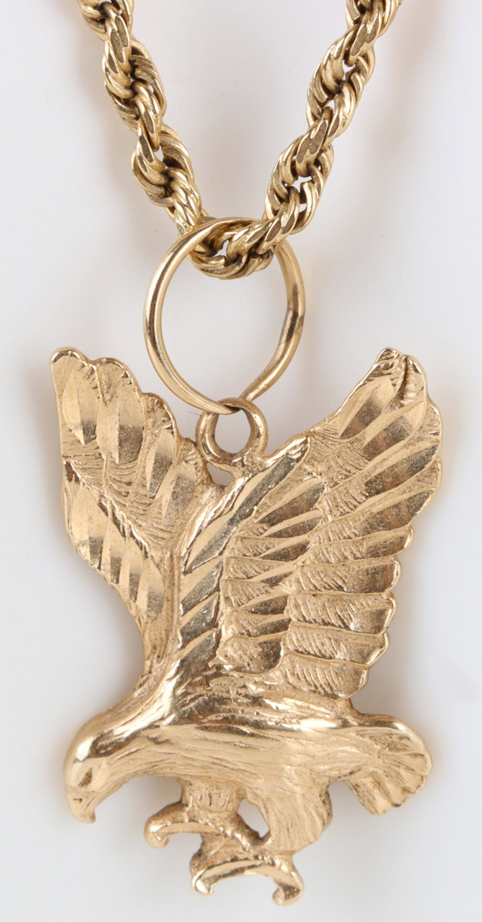 14K YELLOW GOLD EAGLE PENDANT NECKLACE (1 of 4)