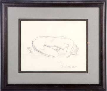 DONALD DE LUE (1897-1988) FIGURAL STUDY "BETTY": 137107 DONALD DE LUE (1897-1988) FIGURAL STUDY "BETTY" Donald De Lue (1897-1988, American) Early original figural study titled "Betty" signed and dated 1931 lower right. Matted and framed.Size: