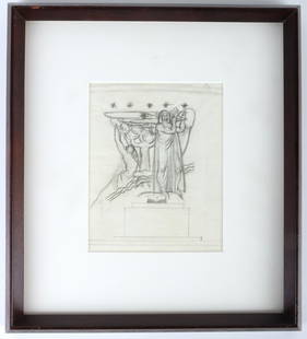 DONALD DE LUE FRAMED FIGURAL STUDY SKETCH: 138042 DONALD DE LUE FRAMED FIGURAL STUDY SKETCH Donald De Lue framed figural study sketch. Size: 9.0 X 8.5" Condition: Very fine.