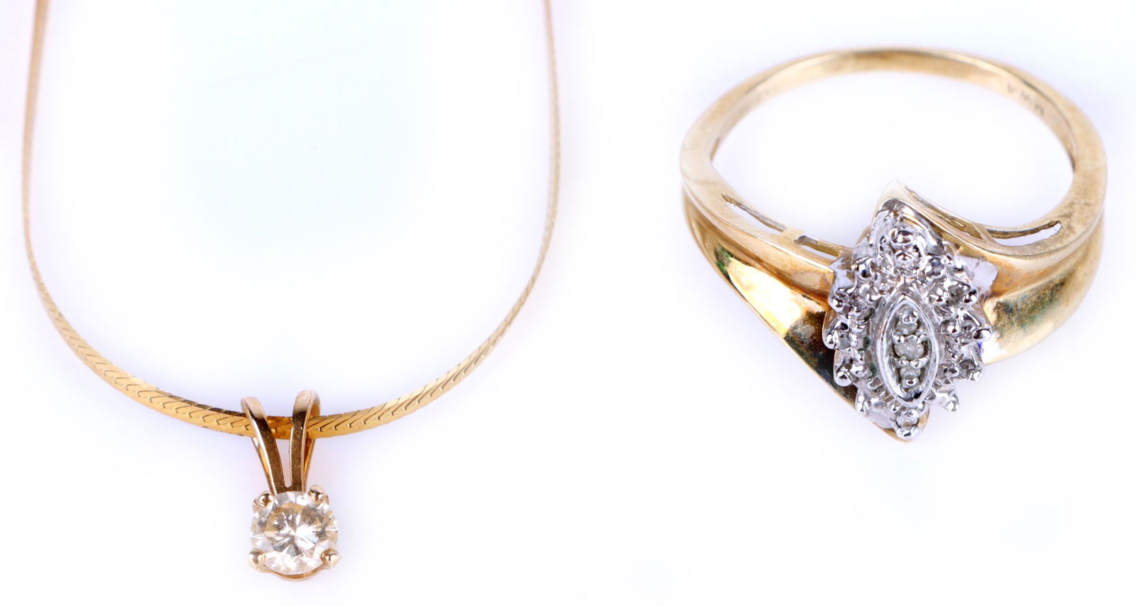 14K YELLOW GOLD DIAMOND & TOPAZ RING & NECKLACE (1 of 7)