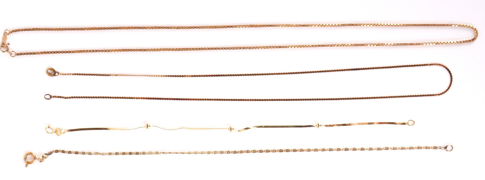 14K YELLOW GOLD NECKLACES & BRACELETS - LOT OF 4 (1 of 4)