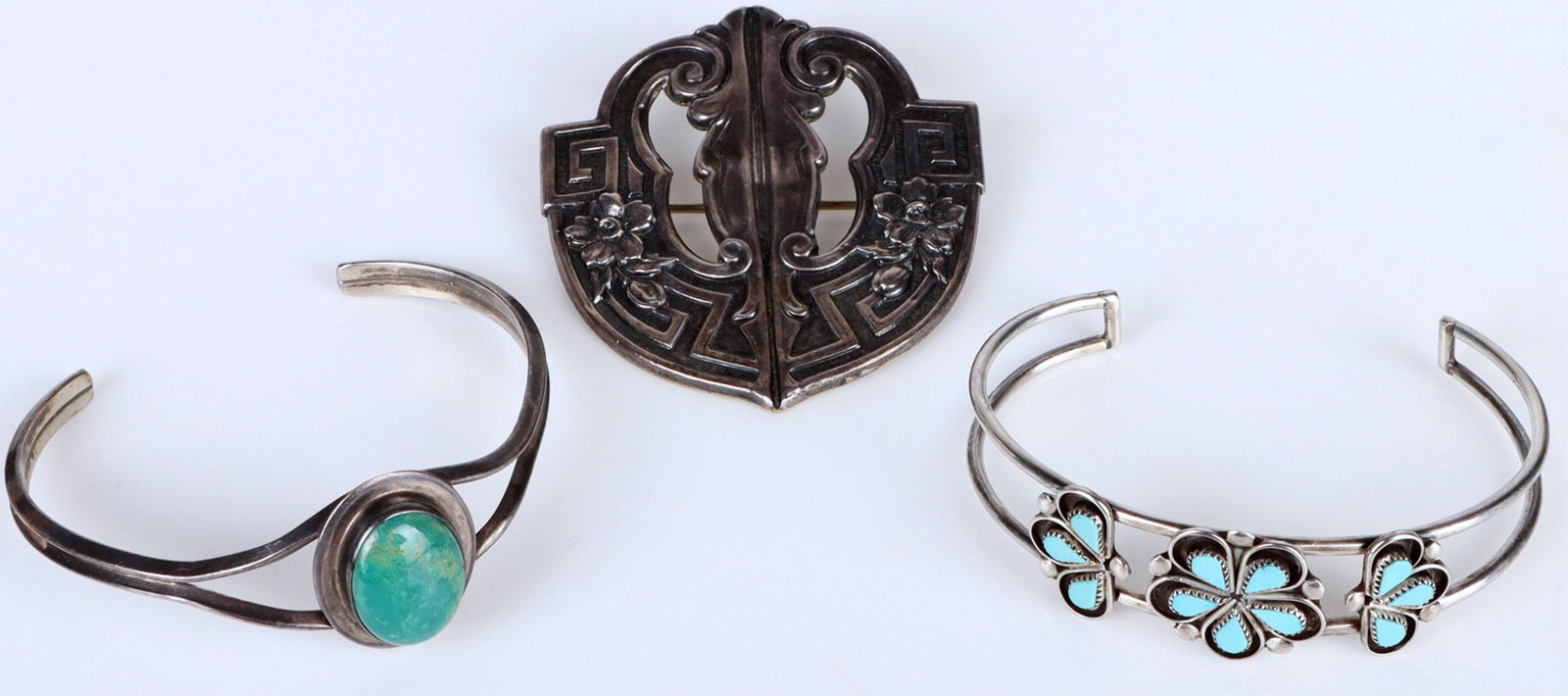 ZUNI SOUTHWEST STERLING BRACELETS & BROOCH PIN (1 of 5)