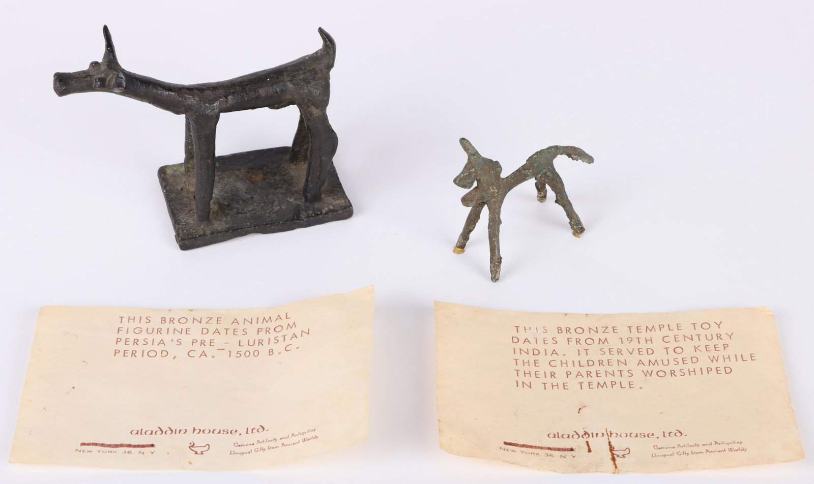 ANTIQUE ASIAN HORSE & BULL TOY FIGURINES W/ COA (1 of 8)