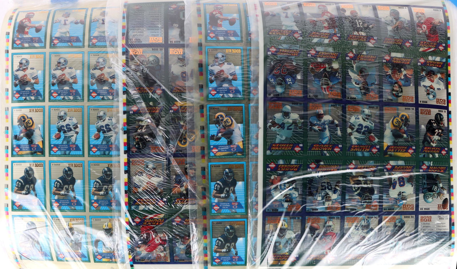 COLLECTOR'S EDGE FOOTBALL UNCUT CARD SHEETS - (4) (1 of 4)