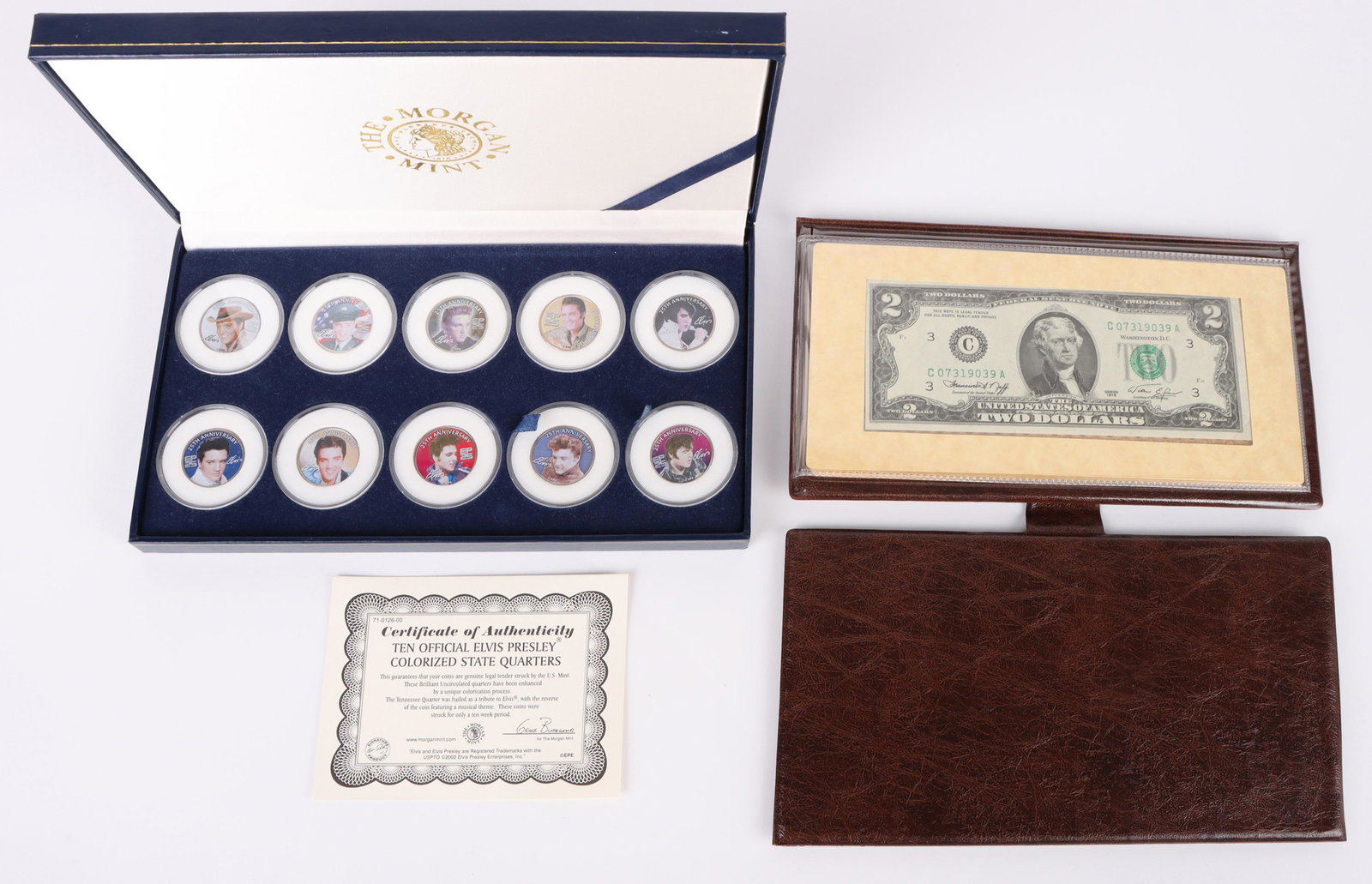 ELVIS PRESELY MINT QUARTERS & 1976 MINT $2 BILL (1 of 8)