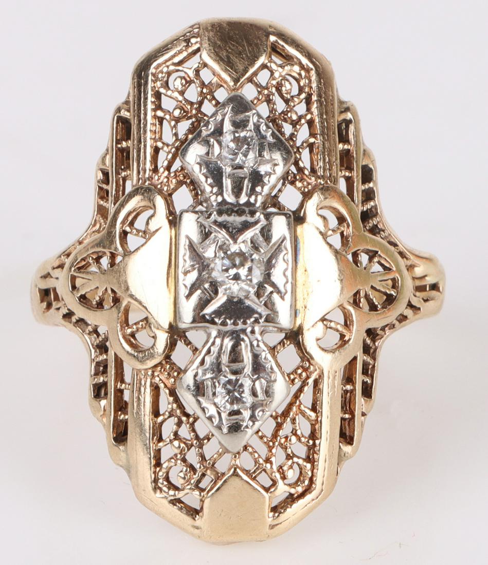 EDWARDIAN 10K YELLOW GOLD DIAMOND LADIES RING (1 of 3)