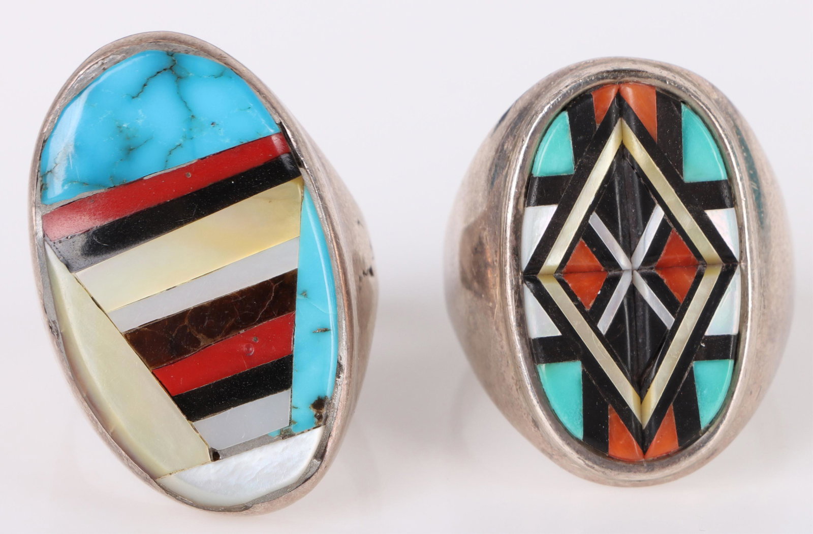 INLAID TURQUOISE STERLING SILVER STYLED RINGS - 2 (1 of 3)