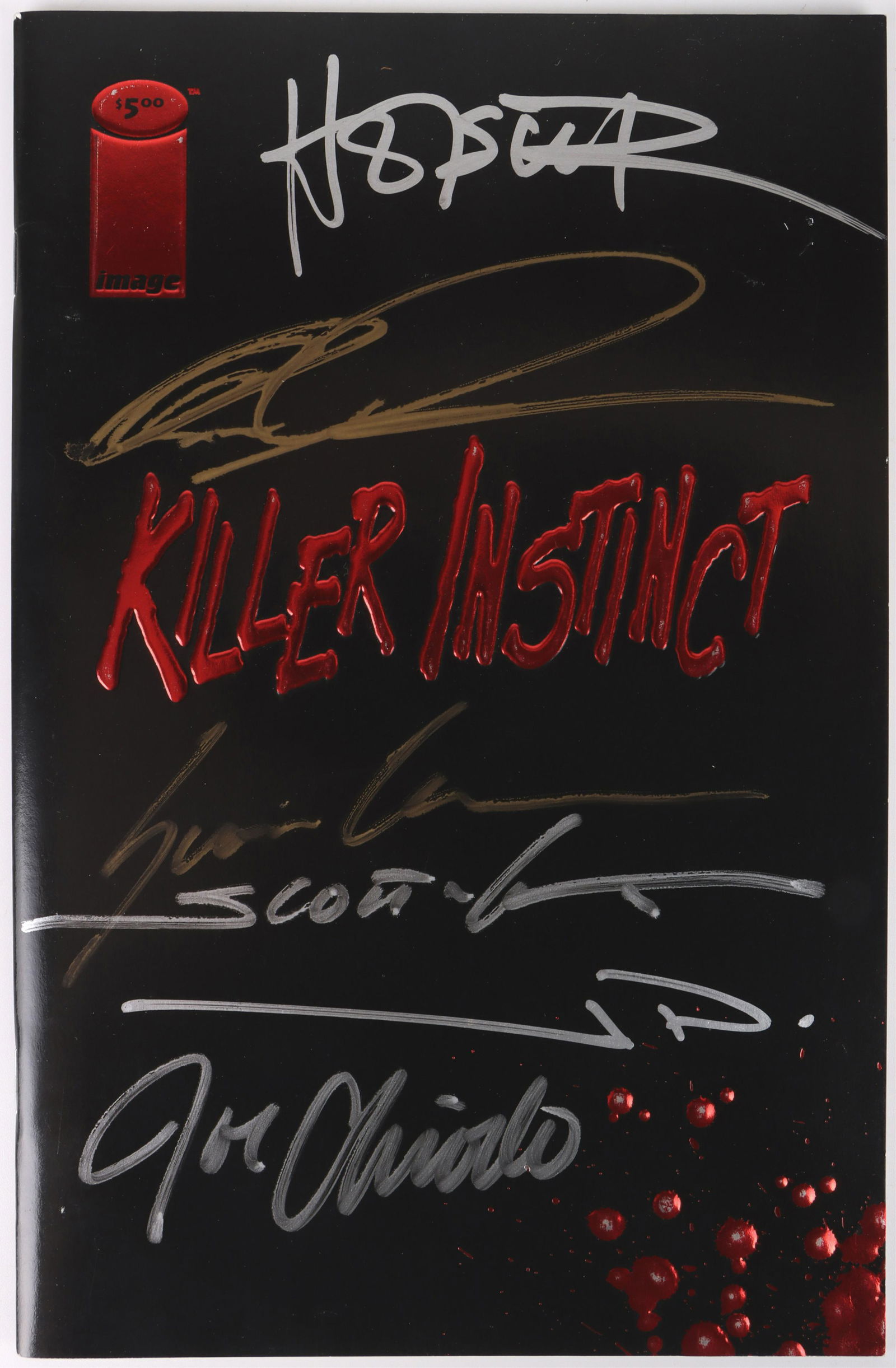 KILLER INSTINCT #1 COMIC W/ 6 SIGNATURES: 144170 KILLER INSTINCT #1 COMIC W/ 6 SIGNATURES Killer Instinct #1 comic with 6 signatures to include Joe Chiodo, Mike Heisler, Marc Silvestri, Scott Clark, J. Scott Campbell, and one more. Consigned