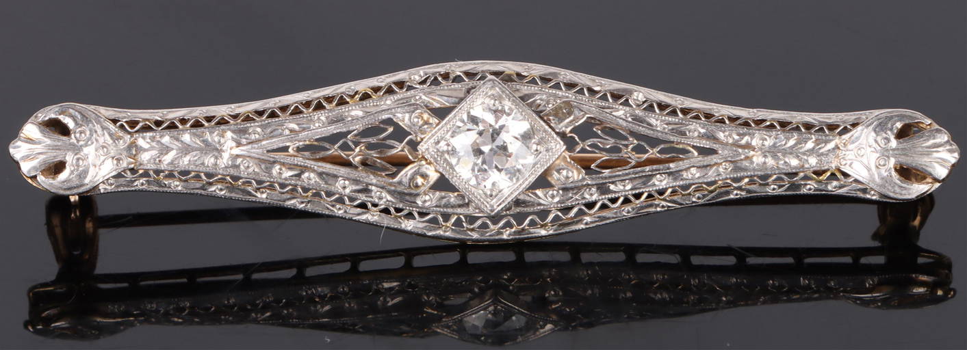 .55CT DIAMOND 14K GOLD ANTIQUE LADIES BROOCH (145049) on Jan 01, 2023