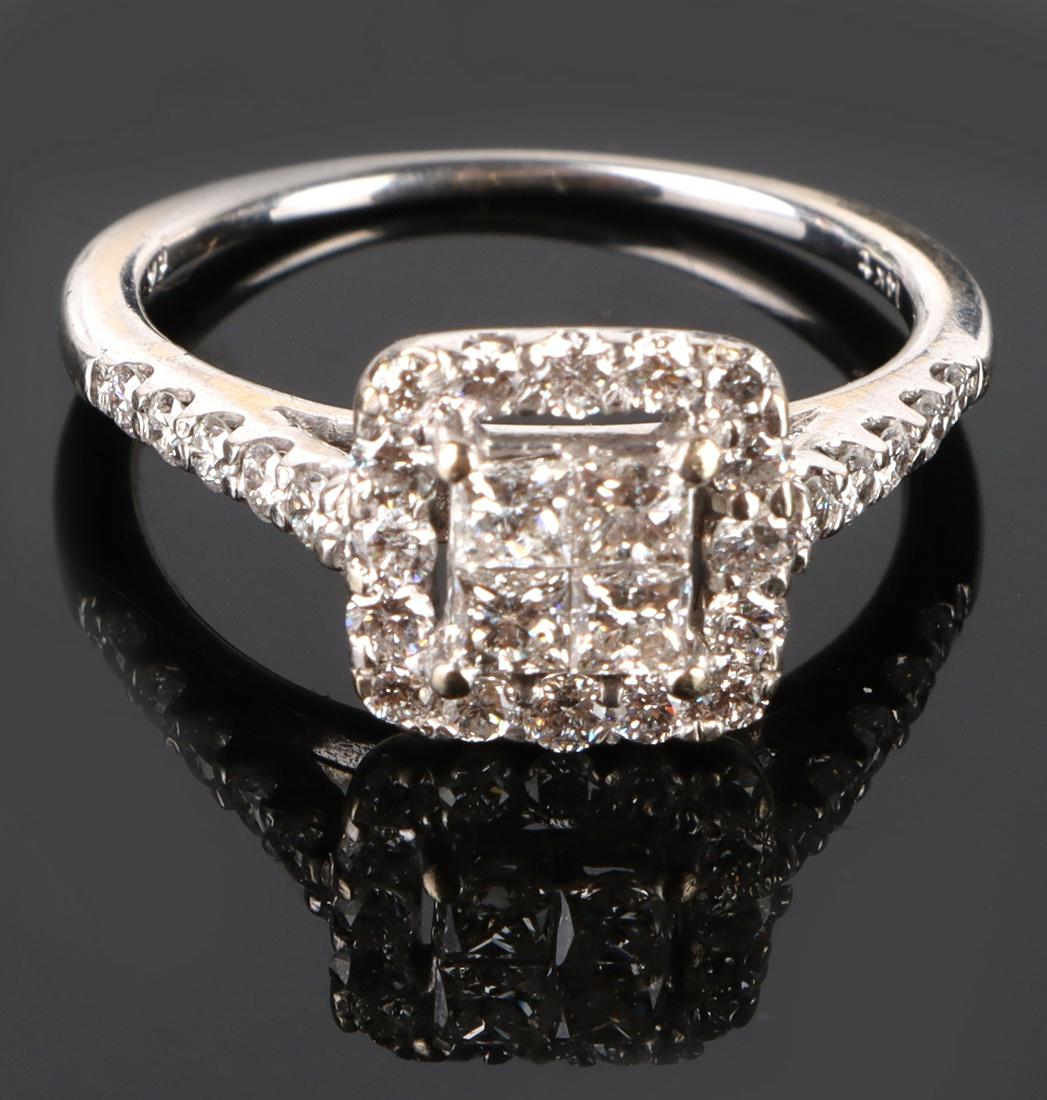 14K WHITE GOLD HALO DIAMOND LADIES RING - 1.0 CTW (1 of 5)