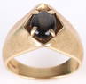 14K YELLOW GOLD GREY CABOCHON MEN'S RING