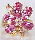 18K YELLOW GOLD PINK SAPPHIRE ROTATING FLOWER RING