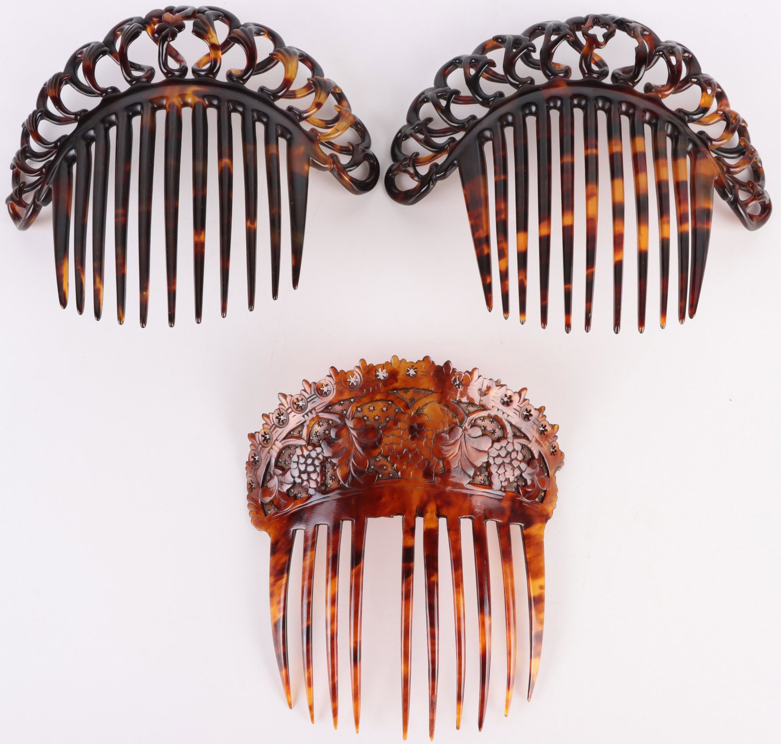 ANTIQUE GENIUNE TORTOISE SHELL HAIR COMBS - (3) (1 of 5)