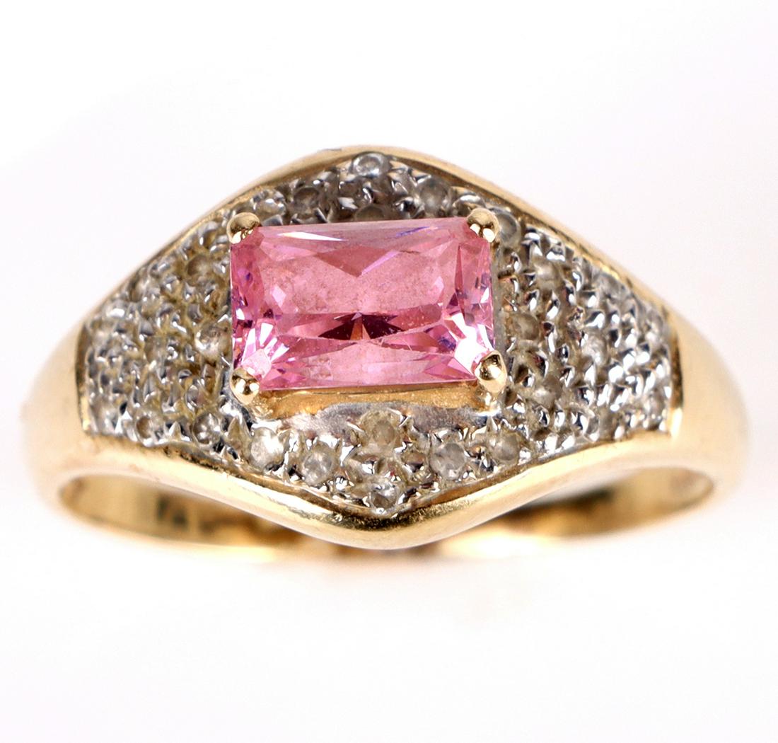 14K YELLOW GOLD DIAMOND & PINK GEMSTONE RING (1 of 3)