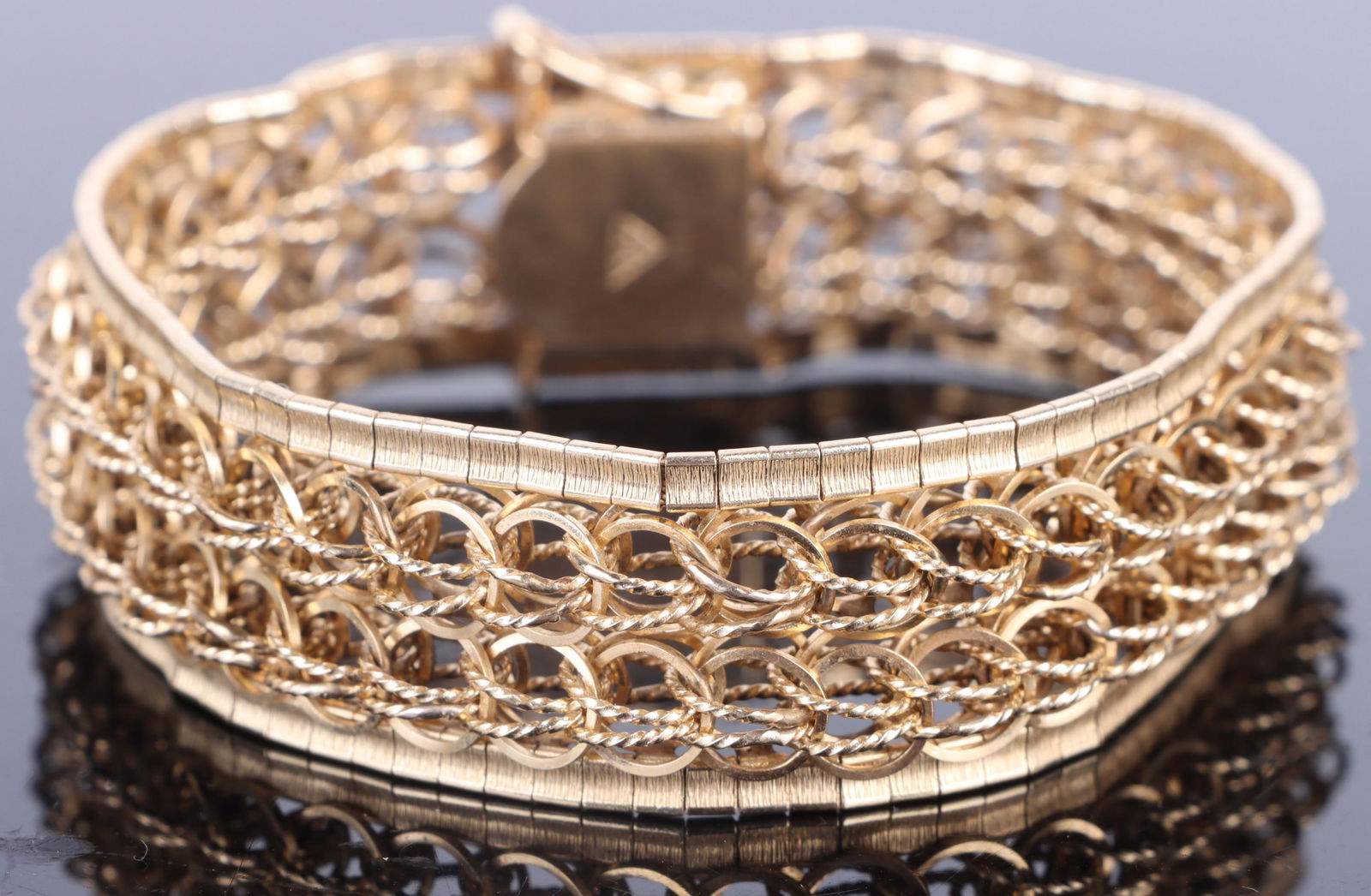 14K GOLD DOUBLE LINK HEART BRACELET - 44.7 GRAMS (1 of 2)