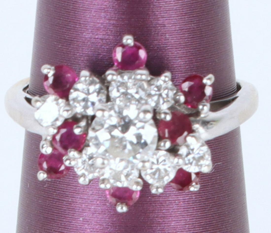 14K WHITE GOLD .5CT DIAMOND & GARNET LADIES RING (1 of 4)