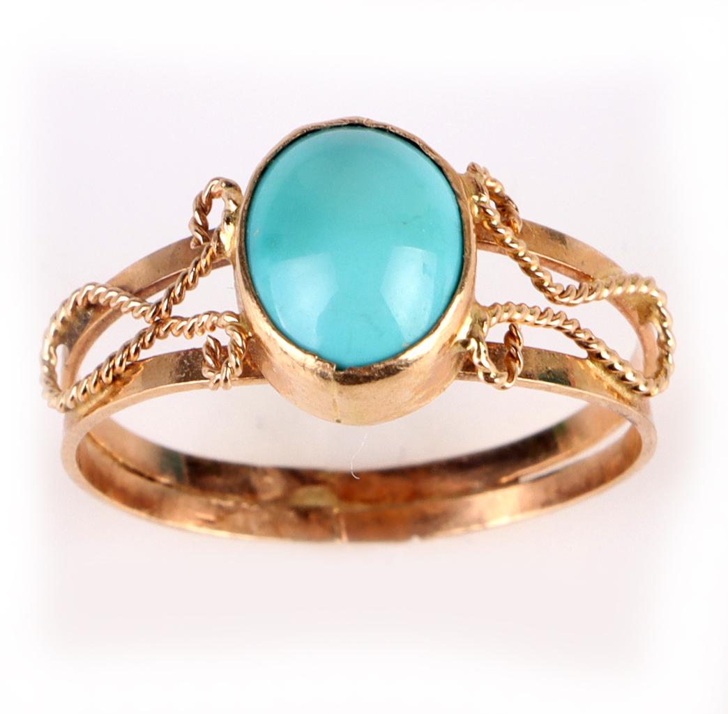 18K YELLOW GOLD TURQUOISE LADIES RING (1 of 4)