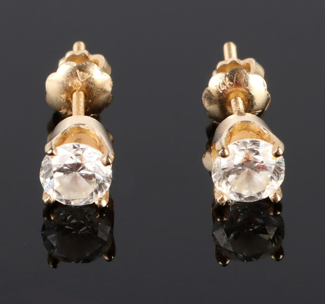 14K YELLOW GOLD DIAMOND STUD EARRINGS - 0.5 CTW (1 of 3)