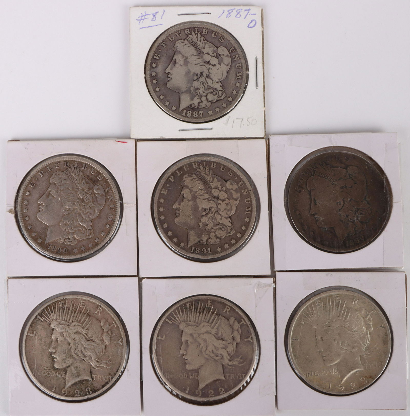 SILVER MORGAN & PEACE US DOLLARS - LOT OF 7 (1 of 2)