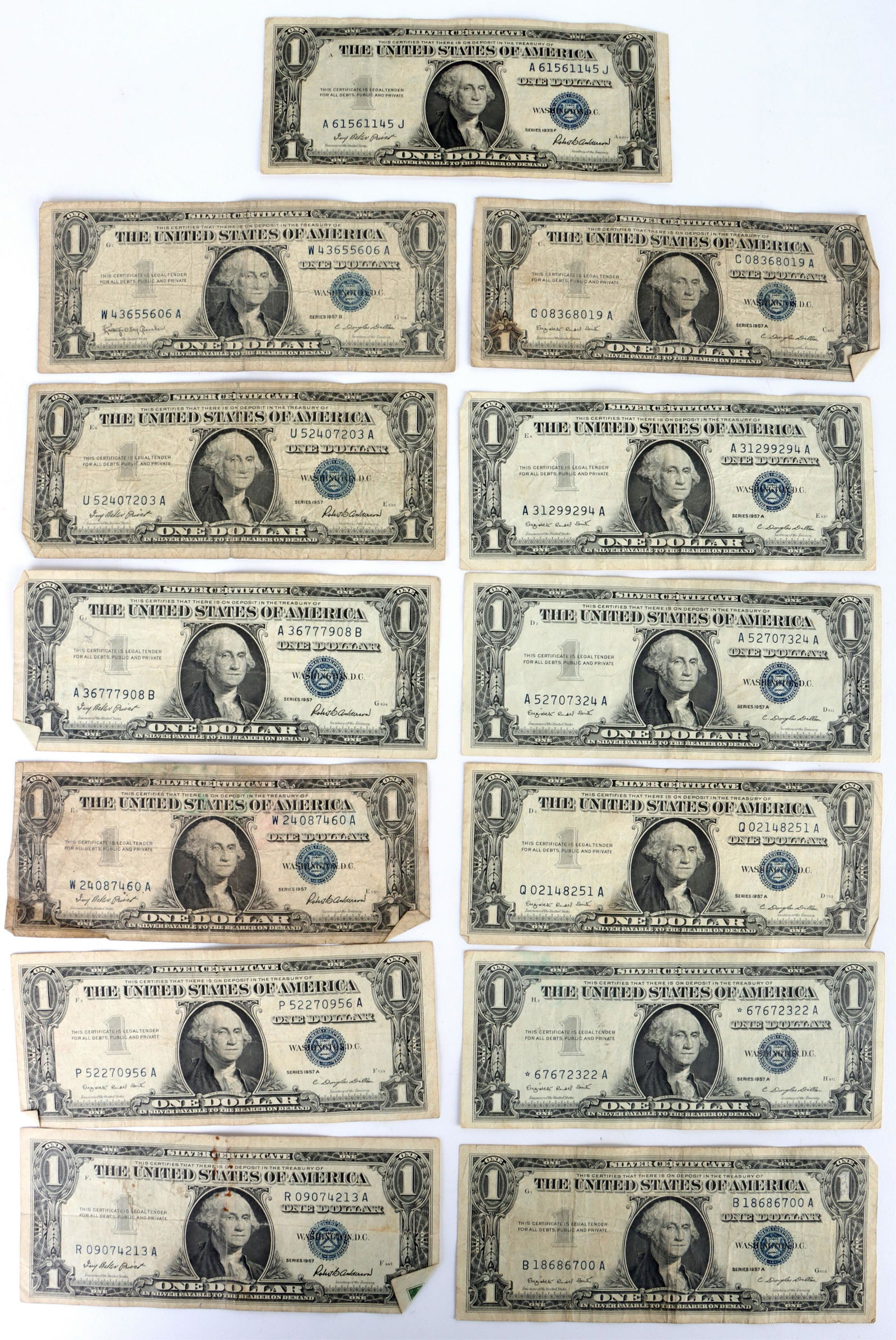 1935-1957 WASHINGTON SILVER CERTIFICATE NOTES (13) (1 of 5)