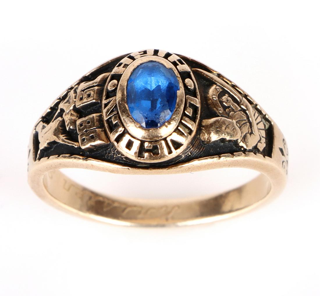 10K YELLOW GOLD BLUE TOPAZ CLASS RING (1 of 5)