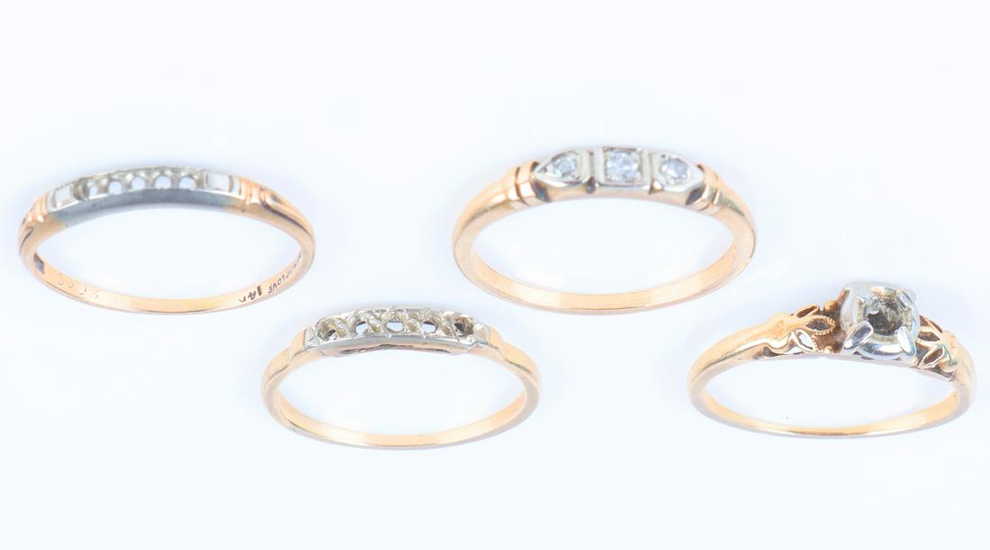 14K YELLOW GOLD DIAMOND & SETTING RINGS - (4) (1 of 6)