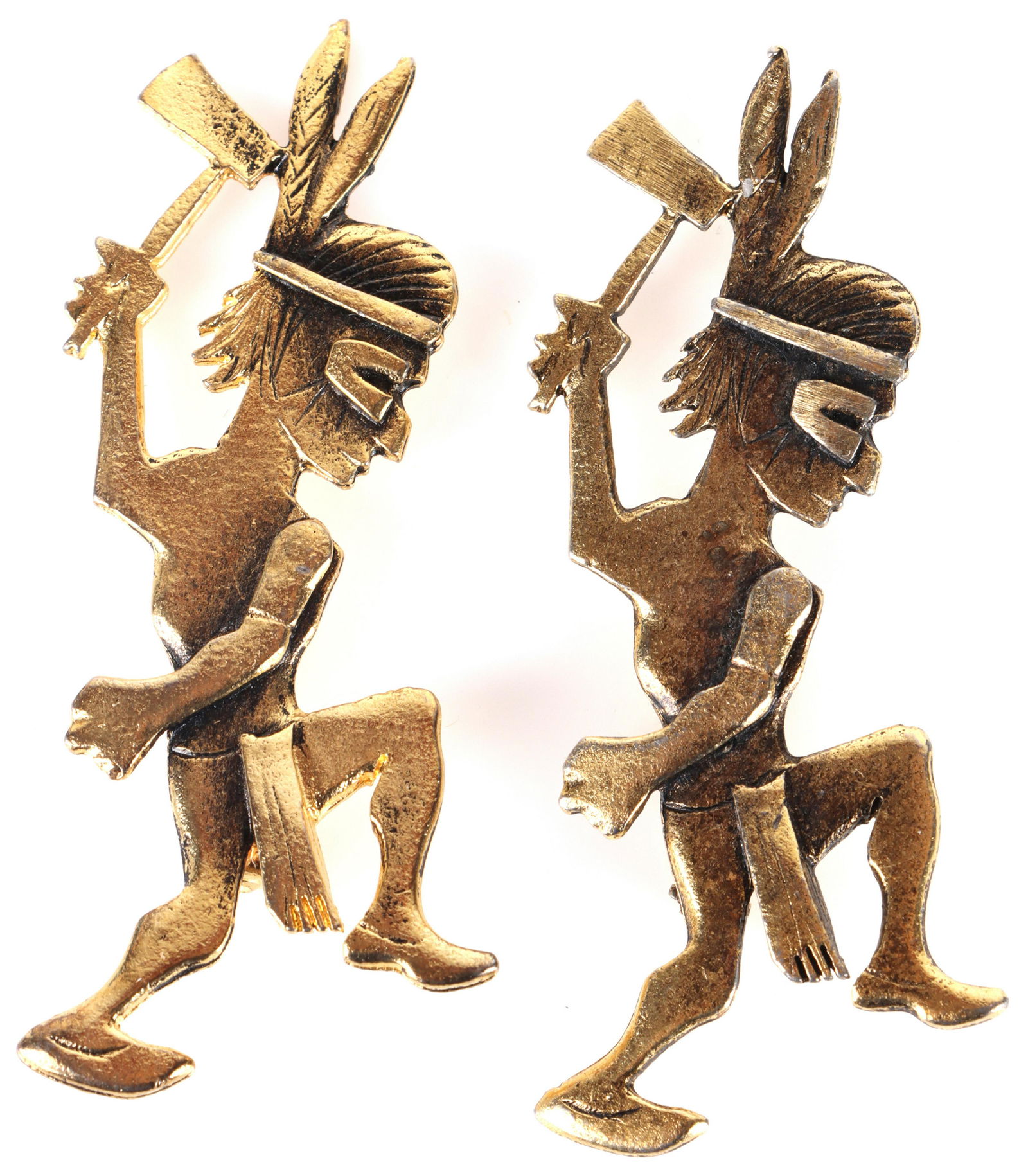 TWO METZKE GOLD TONE NATIVE AMERICAN BROOCHES (1 of 2)