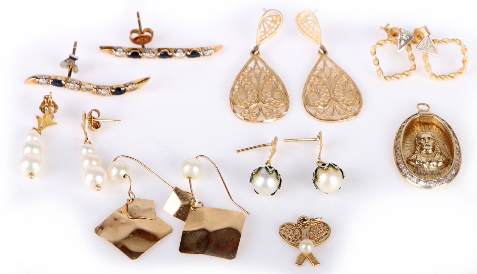 14K YELLOW GOLD EARRINGS & PENDANTS - LOT OF 8 (1 of 6)