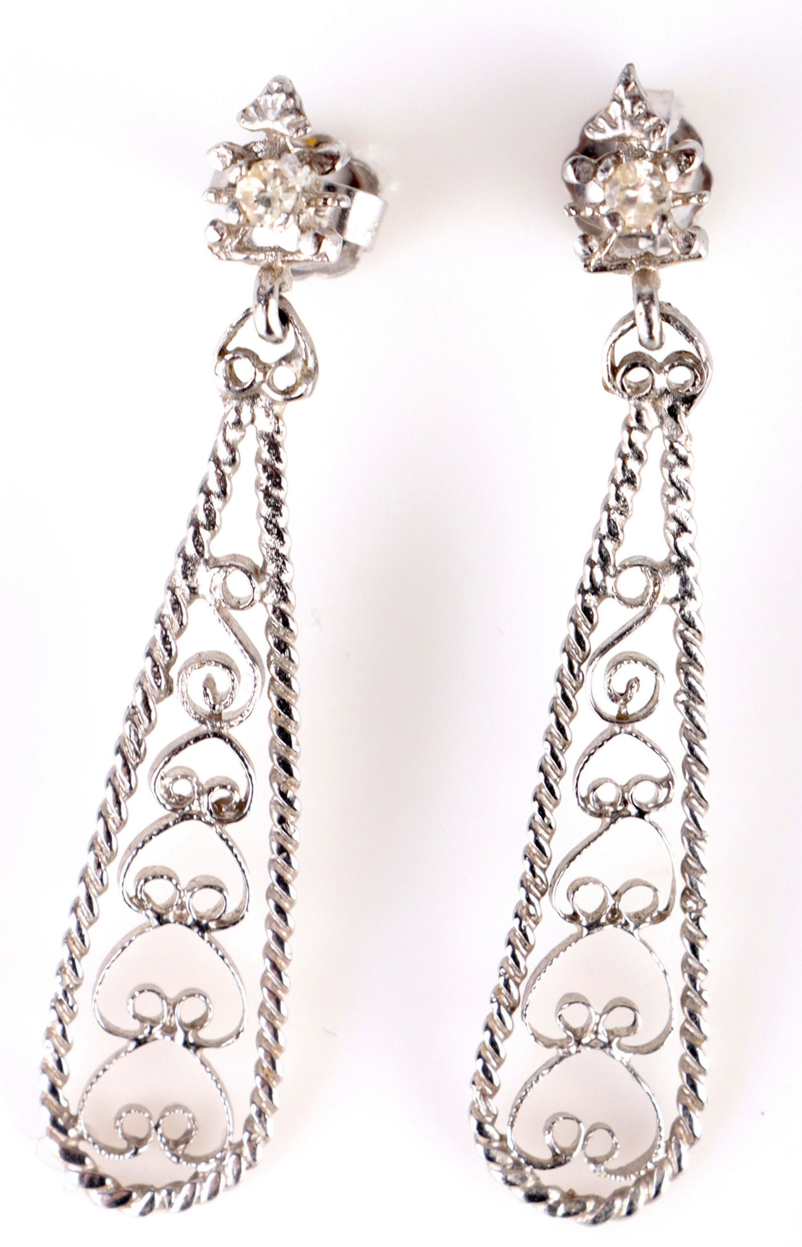 0.8 CTW DIAMOND 14K WHITE GOLD DANGLE EARRINGS (1 of 3)
