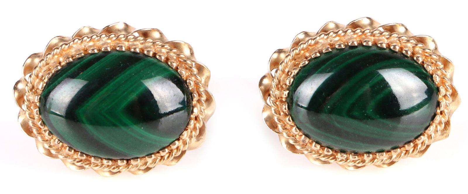 14K YELLOW GOLD MALACHITE MEN'S CUFFLINKS (1 of 3)