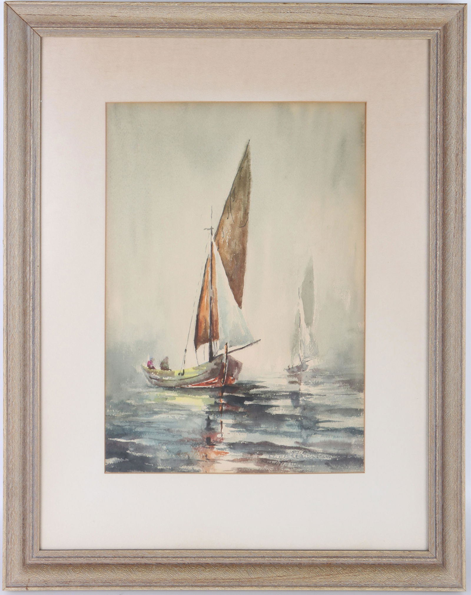 1963 SIGNED WATERCOLOR FRAMED SAILBOAT PAINTING (1 of 5)