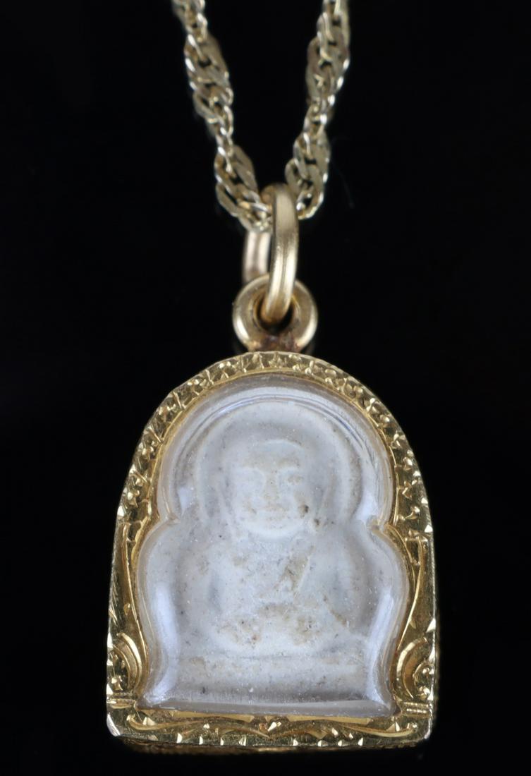18K BUDDHA CHARM ON 14K YELLOW GOLD 18" CHAIN (1 of 4)