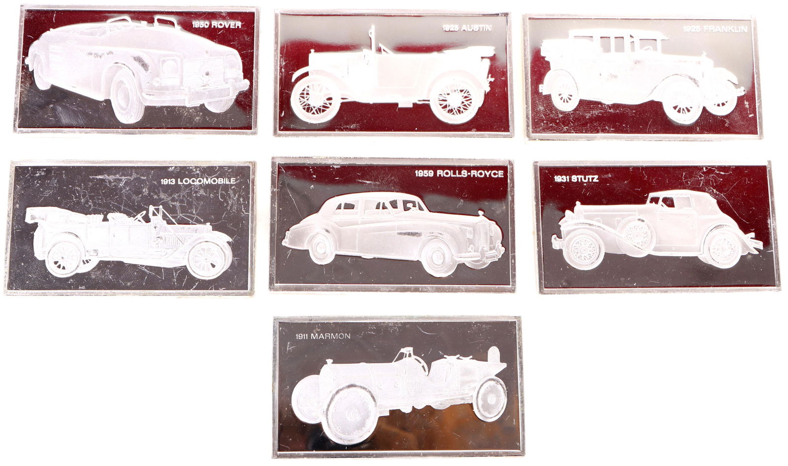 STERLING SILVER BARS FRANKLIN MINT CARS - (7) (1 of 2)