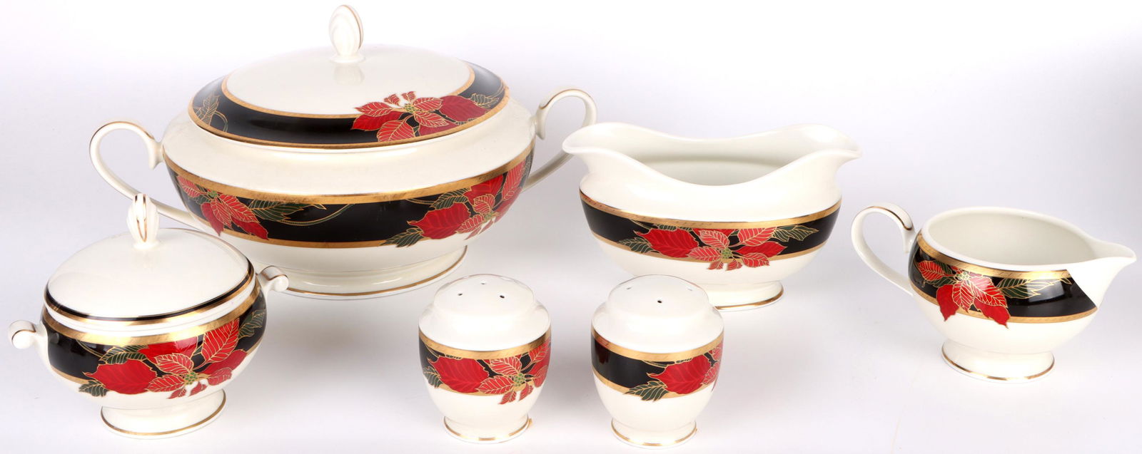 MIKASA L3467 CHRISTMAS EVE CHINA SERVING PIECES: 151210 MIKASA L3467 CHRISTMAS EVE CHINA SERVING PIECES Mikasa L3467 Christmas Eve fine china dinnerware serving dishes to include two salt and pepper shakers, one large serving bowl with lid, one crea