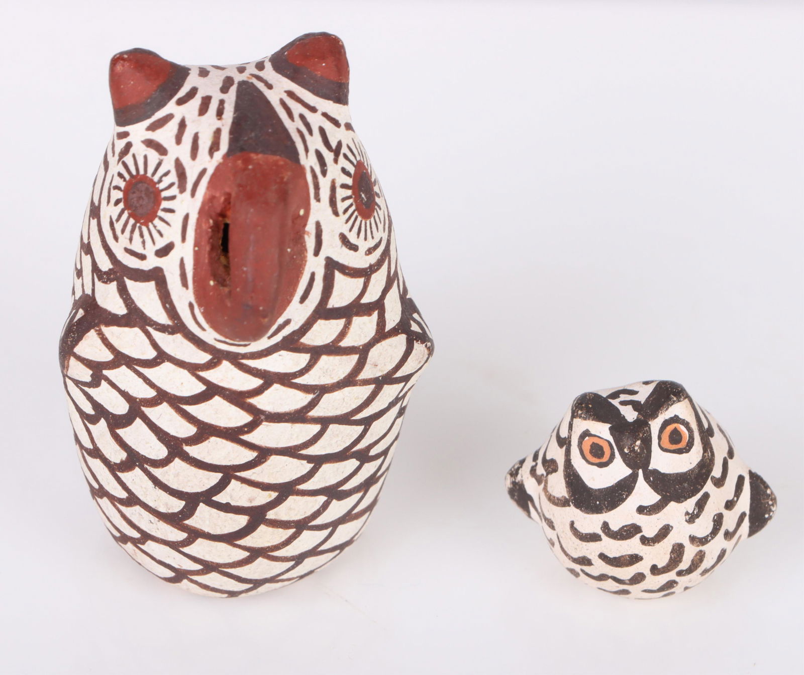 NELLIE BICA ZUNI PUEBLO CERAMIC OWLS - LOT OF 2 (1 of 6)