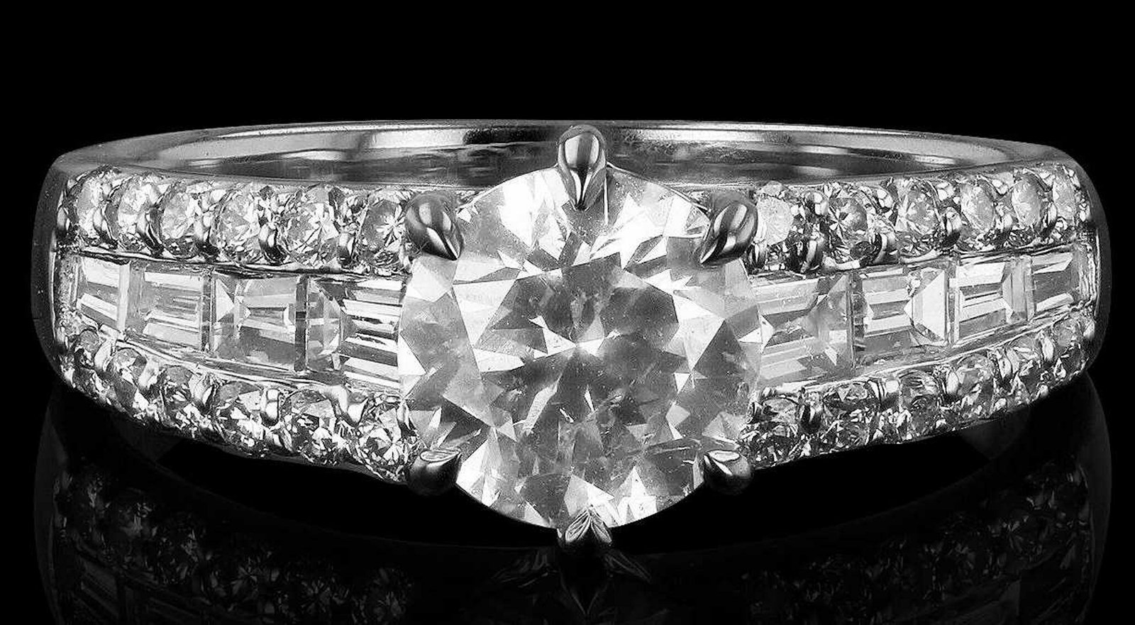 1.17CT SI3 CENTER DIAMOND 18K WHITE GOLD RING (1 of 6)