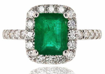 1.58CT EMERALD & 0.66CTW DIAMOND PLATINUM RING