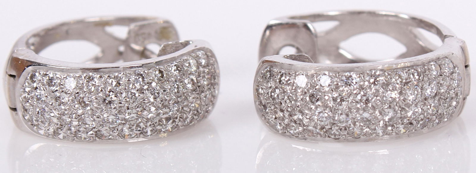 LADIES 14K WHITE GOLD DIAMOND HOOP EARRINGS (1 of 3)