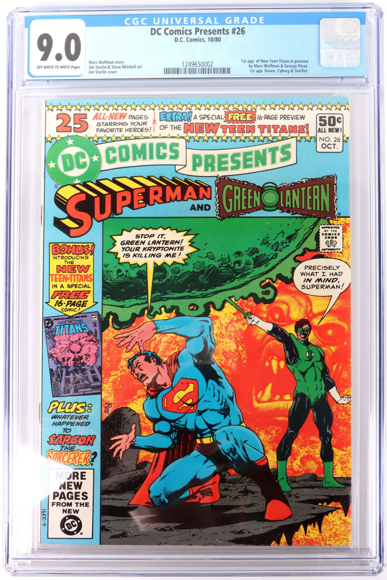 9.0 CGC DC COMICS PRESENTS #26:1ST NEW TEEN TITANS (1 of 4)