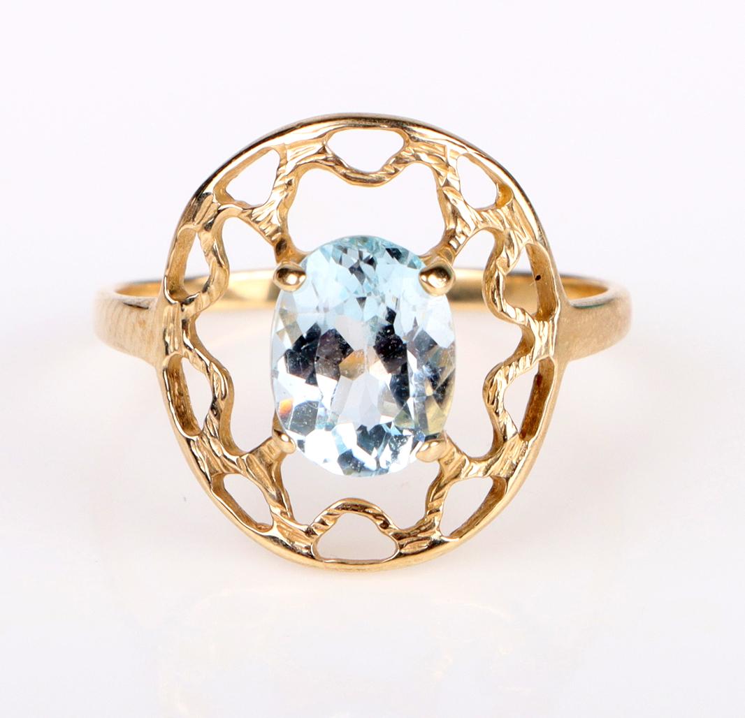 10K YELLOW GOLD LIGHT BLUE TOPAZ RING (1 of 4)