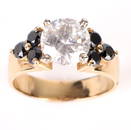 2.47CT CENTER DIAMOND & BLACK DIA 14K GOLD RING