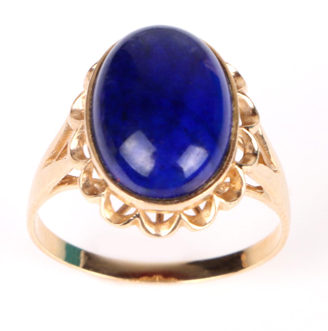 14K YELLOW GOLD BLUE LAPIS LADIES RING (1 of 5)