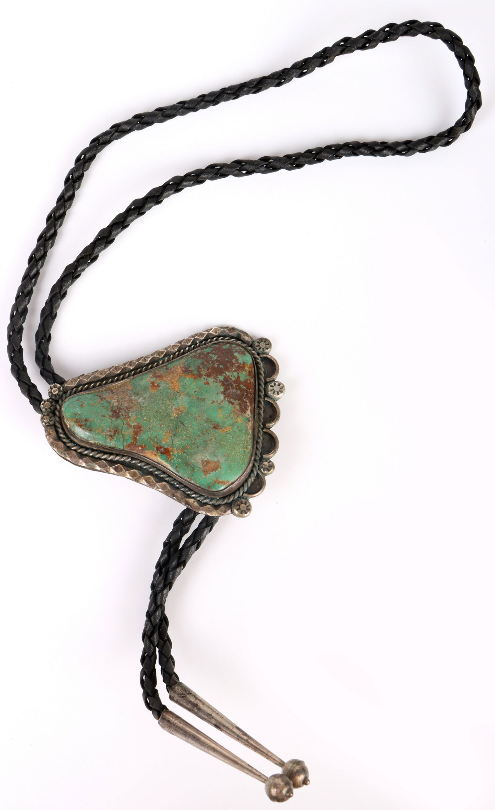 STERLING SILVER TURQUOISE NAVAJO BOLO TIE (1 of 4)