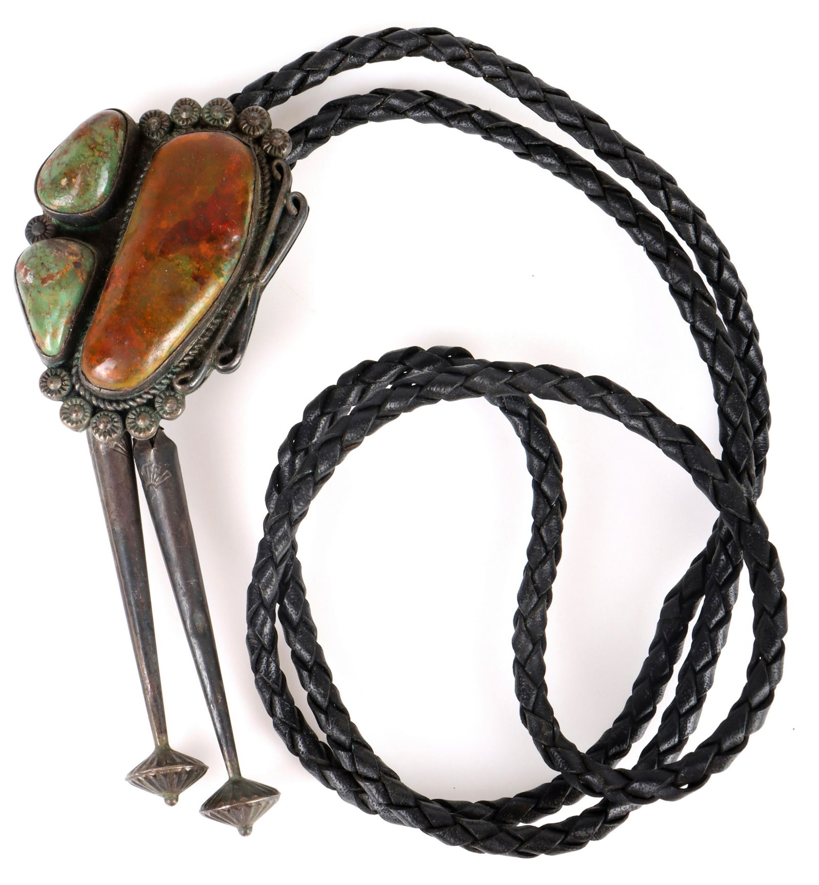 STERLING SILVER NAVAJO TURQUOISE BOLO TIE (1 of 4)