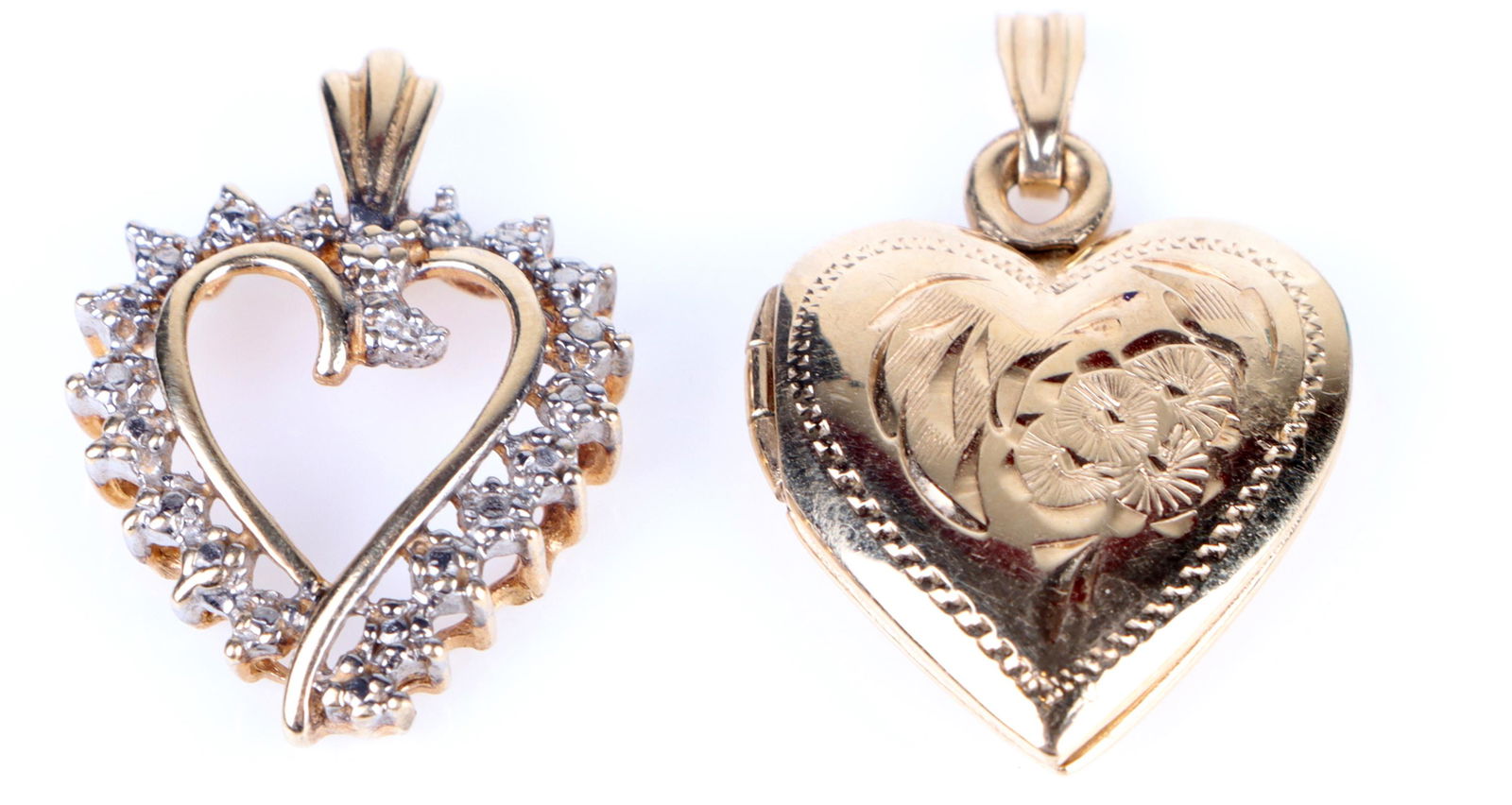 14K & 10K YELLOW GOLD DIAMOND HEART PENDANTS (1 of 5)