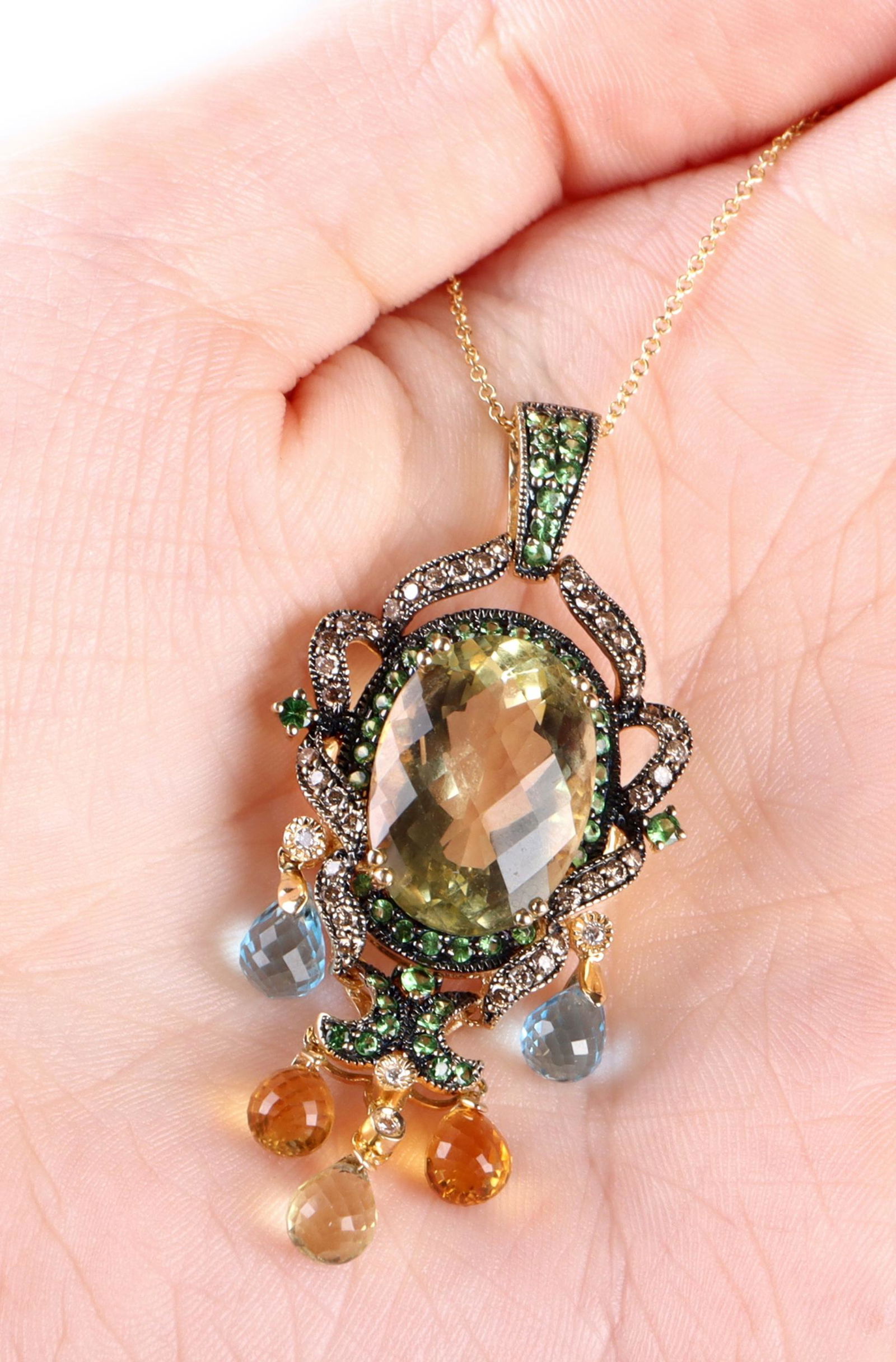 14K YELLOW GOLD MULTI-GEMSTONE LADIES NECKLACE (1 of 5)