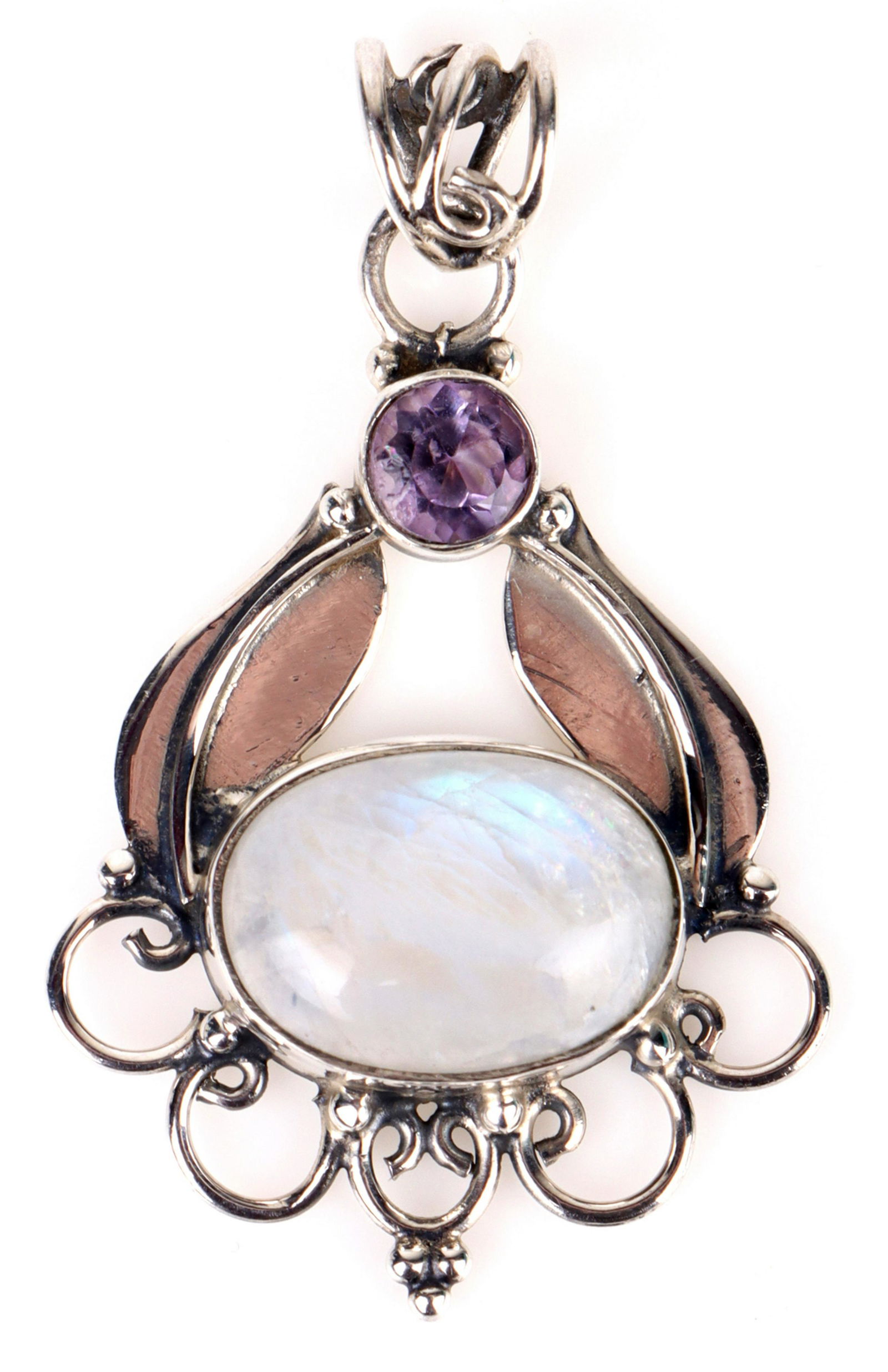 STERLING SILVER MOONSTONE AMETHYST PENDANT (1 of 3)