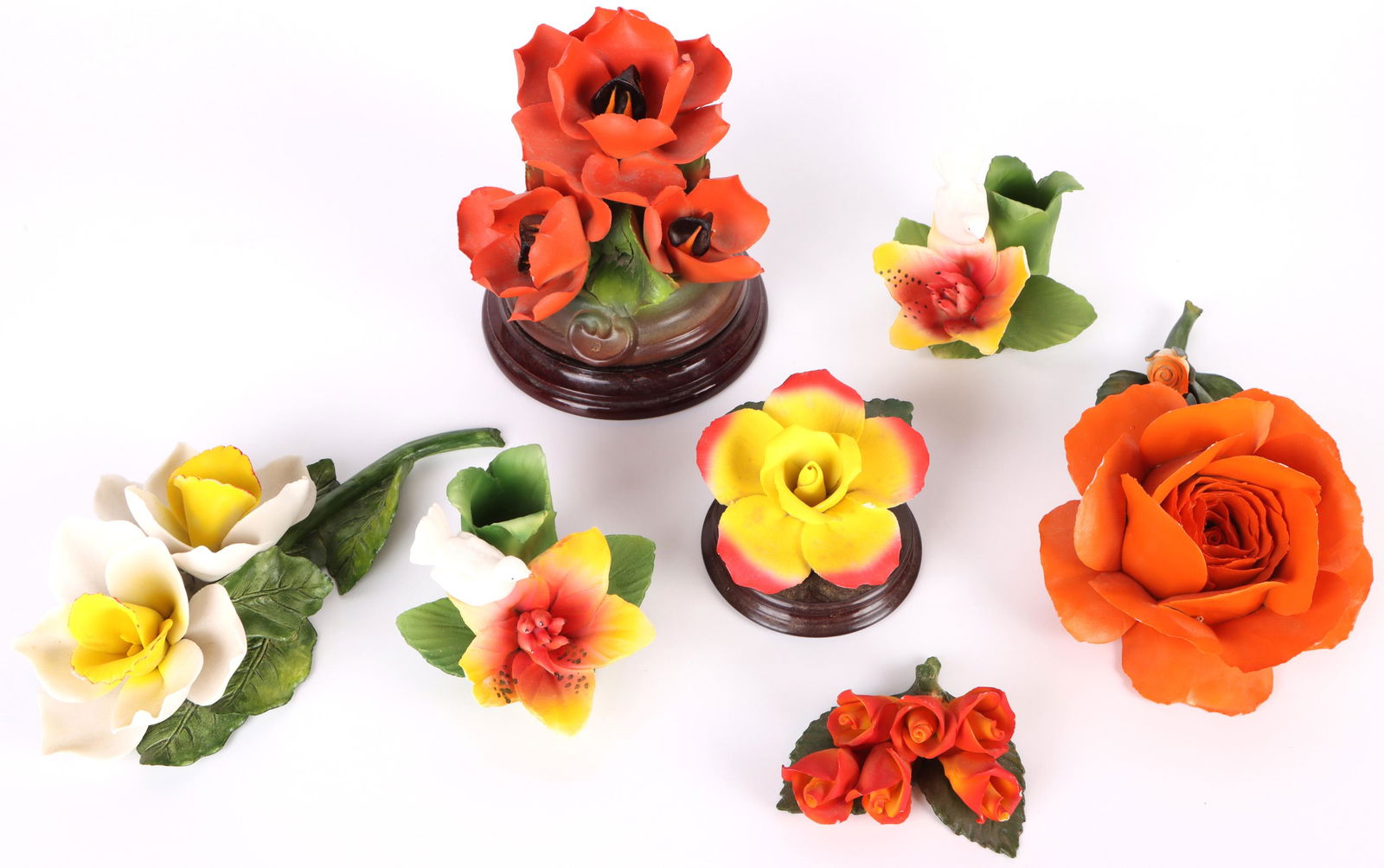 ITALIAN CAPODIMONTE PORCELAIN FLORAL SCULPTURES (1 of 6)