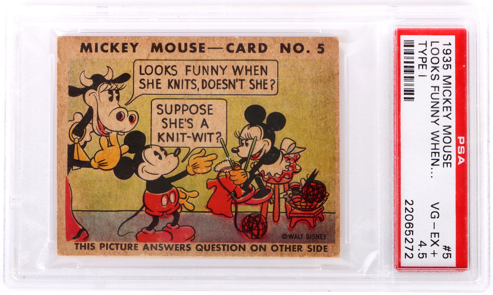 PSA:4.5 1935 MICKEY MOUSE #5 PSA VG-EX+ GUM CARD (1 of 3)