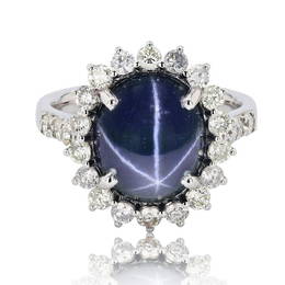 6.11CT STAR SAPPHIRE & 1.01CTW DIA 14K GOLD RING